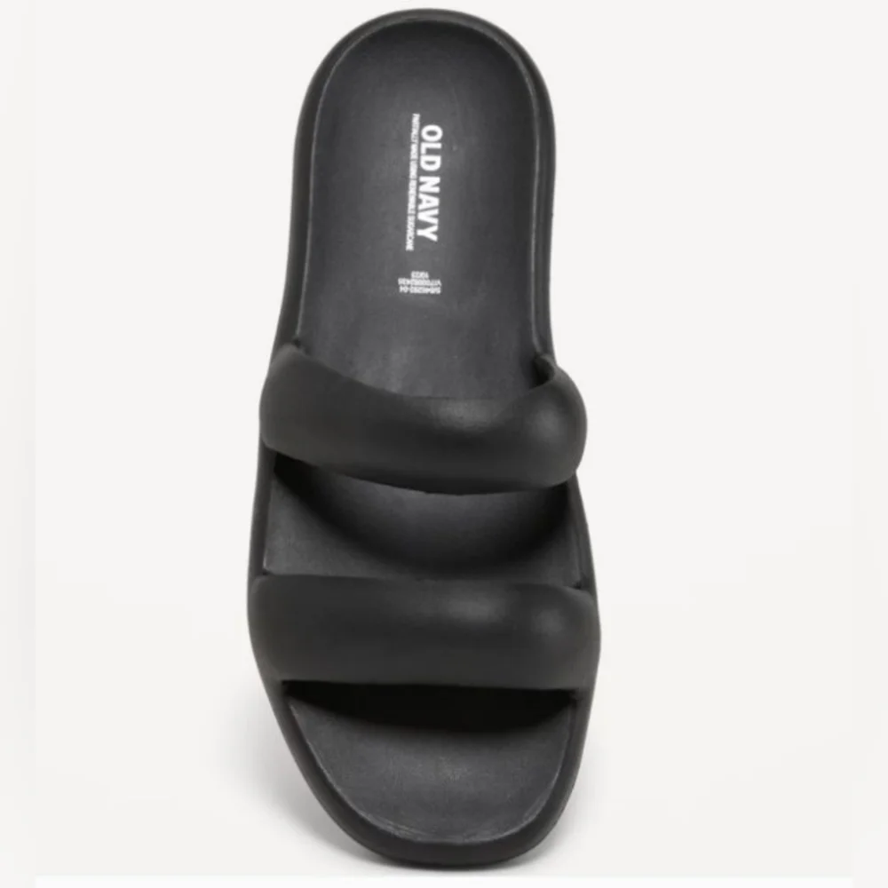 Old Navy Double Strap Puff Slide Sandals Black Size 10